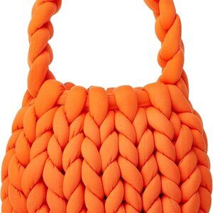 Women's Knit Clutch Bag Handmade Woven Polyeater Knit Satchel Purse Handbag Shou